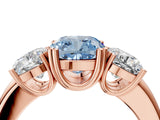 Rose gold Three-Stone Fancy Blue Cushion Cut Cut Diamond Ring with Channel Set Band and Four-Prong Setting_4