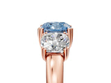 Rose gold Three-Stone Fancy Blue Cushion Cut Cut Diamond Ring with Channel Set Band and Four-Prong Setting_5