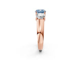 Rose gold Three-Stone Fancy Blue Cushion Cut Cut Diamond Ring with Prong Setting and Classic Band_2