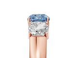 Rose gold Three-Stone Fancy Blue Cushion Cut Cut Diamond Ring with Prong Setting and Classic Band_5