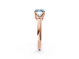 Rose gold Three-Stone Fancy Blue Cushion Cut Cut Diamond Ring with Trillion Side Stones and Four-Prong Setting_5