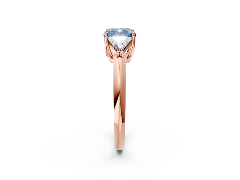 Rose gold Three-Stone Fancy Blue Cushion Cut Cut Diamond Ring with Trillion Side Stones and Four-Prong Setting_5