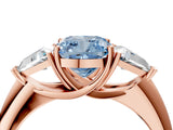 Rose gold Three-Stone Fancy Blue Cushion Cut Cut Diamond Ring with Trillion Side Stones and Four-Prong Setting_7