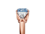 Rose gold Three-Stone Fancy Blue Cushion Cut Cut Diamond Ring with Trillion Side Stones and Four-Prong Setting_8