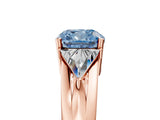 Rose gold Three-Stone Fancy Blue Cushion Cut Cut Diamond Ring with Trillion Side Stones on a Split Shank Band_5