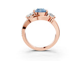 Rose gold Three-Stone Fancy Blue Cushion Cut Cut Diamond Split Shank Prong Set Ring_3