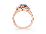Rose gold Three-Stone Fancy Blue Cushion Cut Cut Solitaire Ring with Classic Prong Setting_3