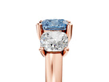 Rose gold Three-Stone Fancy Blue Cushion Cut Cut Solitaire Ring with Classic Prong Setting_5