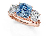Rose gold Three-Stone Fancy Blue Cushion Cut Diamond Braided Band Ring with Four-Prong Setting_41