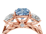Rose gold Three-Stone Fancy Blue Cushion Cut Diamond Braided Band Ring with Four-Prong Setting_44