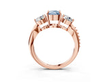 Rose gold Three-Stone Fancy Blue Cushion Cut Diamond Channel Set Engagement Ring with Prong Setting_3