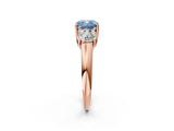 Rose gold Three-Stone Fancy Blue Cushion Cut Diamond Engagement Ring with Prong Setting_5