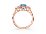 Rose gold Three-Stone Fancy Blue Cushion Cut Diamond Engagement Ring with Prong Setting_6