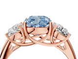 Rose gold Three-Stone Fancy Blue Cushion Cut Diamond Engagement Ring with Prong Setting_7
