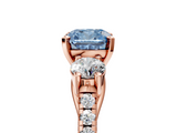 Rose gold Three-Stone Fancy Blue Cushion  Cut Diamond Pavé Band with Four-Prong Setting_33