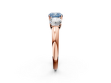 Rose gold Three-Stone Fancy Blue Cushion  Cut Diamond Ring with Channel-Set Band and Four-Prong Setting_68