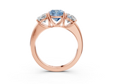 Rose gold Three-Stone Fancy Blue Cushion  Cut Diamond Ring with Channel-Set Band and Four-Prong Setting_69