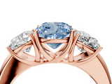 Rose gold Three-Stone Fancy Blue Cushion  Cut Diamond Ring with Channel-Set Band and Four-Prong Setting_70