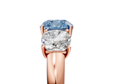 Rose gold Three-Stone Fancy Blue Cushion  Cut Diamond Ring with Channel-Set Band and Four-Prong Setting_71