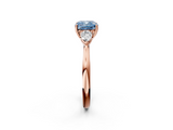 Rose gold Three-Stone Fancy Blue Cushion  Cut Diamond Ring with Pear Side Stones in Four-Prong Setting_111