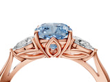 Rose gold Three-Stone Fancy Blue Cushion Cut Diamond Ring with Pear  Side Stones in Four-Prong Setting_58