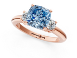 Rose gold Three-Stone Fancy Blue Cushion  Cut Diamond Solitaire with Prong Setting and Classic Band_48