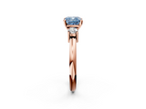 Rose gold Three-Stone Fancy Blue Cushion  Cut Diamond Solitaire with Prong Setting and Classic Band_49