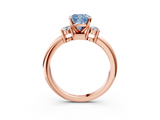 Rose gold Three-Stone Fancy Blue Cushion  Cut Diamond Solitaire with Prong Setting and Classic Band_50