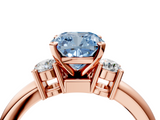 Rose gold Three-Stone Fancy Blue Cushion  Cut Diamond Solitaire with Prong Setting and Classic Band_51