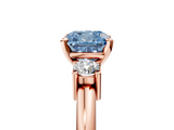 Rose gold Three-Stone Fancy Blue Cushion  Cut Diamond Solitaire with Prong Setting and Classic Band_52