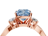 Rose gold Three-Stone Fancy Blue Cushion  Cut Diamond Twist Band with Prong Setting_67
