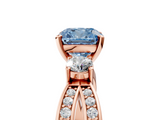 Rose gold Three-Stone Fancy Blue Cushion  Cut Diamond Twist Band with Prong Setting_68