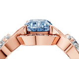 Rose gold Three-Stone Fancy Blue Cushion Cut Diamond Wave Pave Band with Prong Setting_4