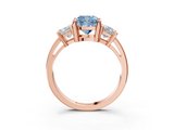 Rose gold Three-Stone Fancy Blue Cushion  Cut Solitaire Ring with Prong Setting_6
