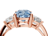 Rose gold Three-Stone Fancy Blue Cushion  Cut Solitaire Ring with Prong Setting_7