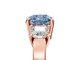 Rose gold Three-Stone Fancy Blue Cushion  Cut Solitaire Ring with Prong Setting_8