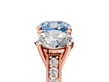 Rose gold Three-Stone Fancy Blue Cushion  Diamond Milgrain Pave Band with Prong Setting 5