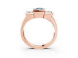 Rose gold Three Stone Fancy Blue Emerald Cut Cut Channel Set Diamond Ring_3