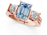 Rose gold Three-Stone Fancy Blue Emerald Cut Cut Classic Band Prong Setting Ring_1