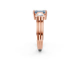 Rose gold Three-Stone Fancy Blue Emerald Cut Cut Classic Band Prong Setting Ring_2
