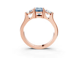 Rose gold Three-Stone Fancy Blue Emerald Cut Cut Classic Band Prong Setting Ring_3