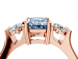 Rose gold Three-Stone Fancy Blue Emerald Cut Cut Classic Band Prong Setting Ring_4