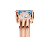 Rose gold Three-Stone Fancy Blue Emerald Cut Cut Classic Band Prong Setting Ring_5