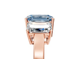Rose gold Three-Stone Fancy Blue Emerald Cut Cut Diamond Engagement Ring with Flat Band and Four-Prong Setting_5