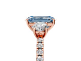 Rose gold Three-Stone Fancy Blue Emerald Cut Cut Diamond Pavé Band with Prong Setting_20