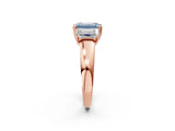 Rose gold Three-Stone Fancy Blue Emerald Cut Cut Diamond Ring with Channel Set Band and Four-Prong Setting_2