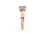 Rose gold Three-Stone Fancy Blue Emerald Cut Cut Diamond Ring with Channel Set Band and Four-Prong Setting_26