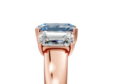 Rose gold Three-Stone Fancy Blue Emerald Cut Cut Diamond Ring with Channel Set Band and Four-Prong Setting_29