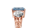 Rose gold Three-Stone Fancy Blue Emerald Cut Cut Diamond Ring with Channel-Set Band and Prong Setting_5
