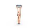 Rose gold Three-Stone Fancy Blue Emerald Cut Cut Diamond Ring with Prong Setting and Classic Band_2